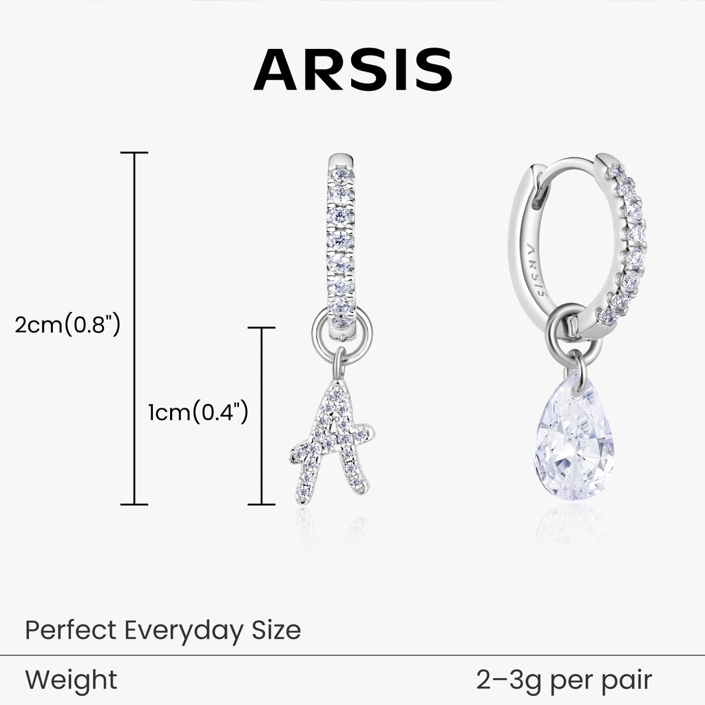Artistic Initial Earrings with Ear Jackets