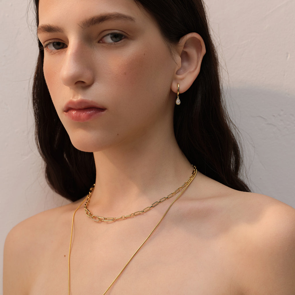 Pavé Paperclip Chain Necklace