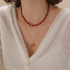 Red Agate Heart Poker Necklace