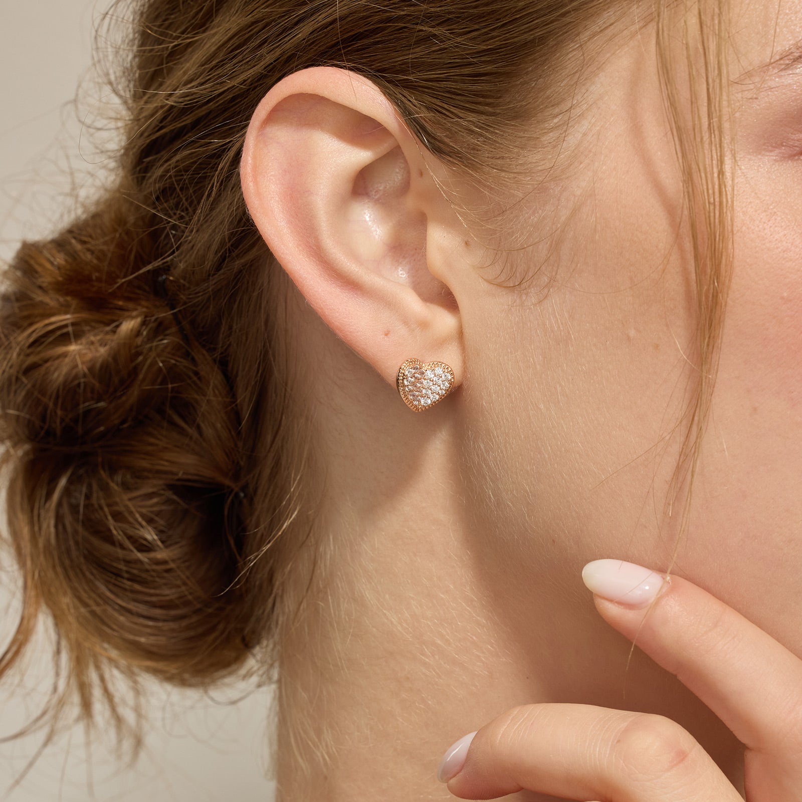 Crafted CZ Heart Stud Earrings
