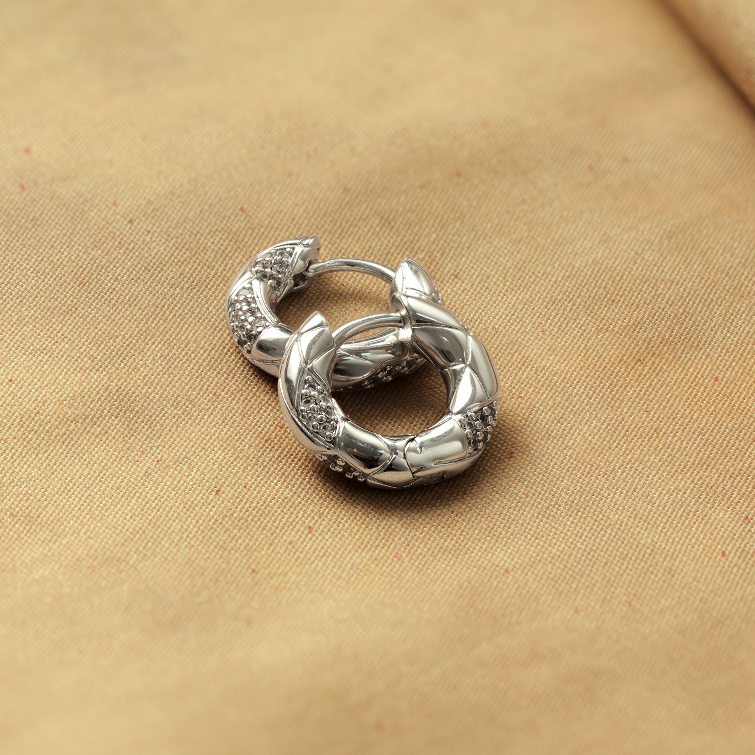 Good Luck Waffle Mini Hoop Earrings