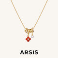 Gold-Tone Red Agate Clover Charm Necklace