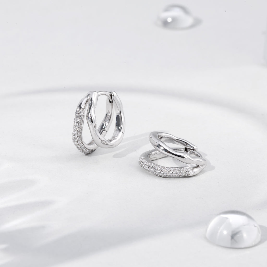 Olivia Double-Row CZ Hoop Earrings