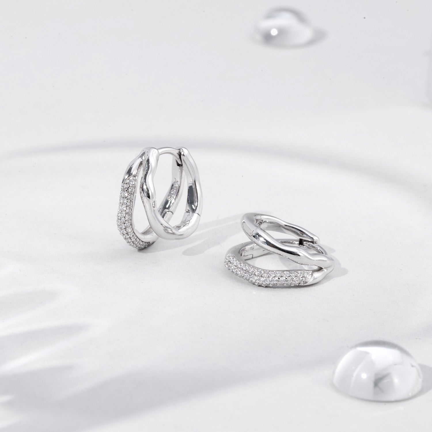 Olivia Double-Row CZ Hoop Earrings