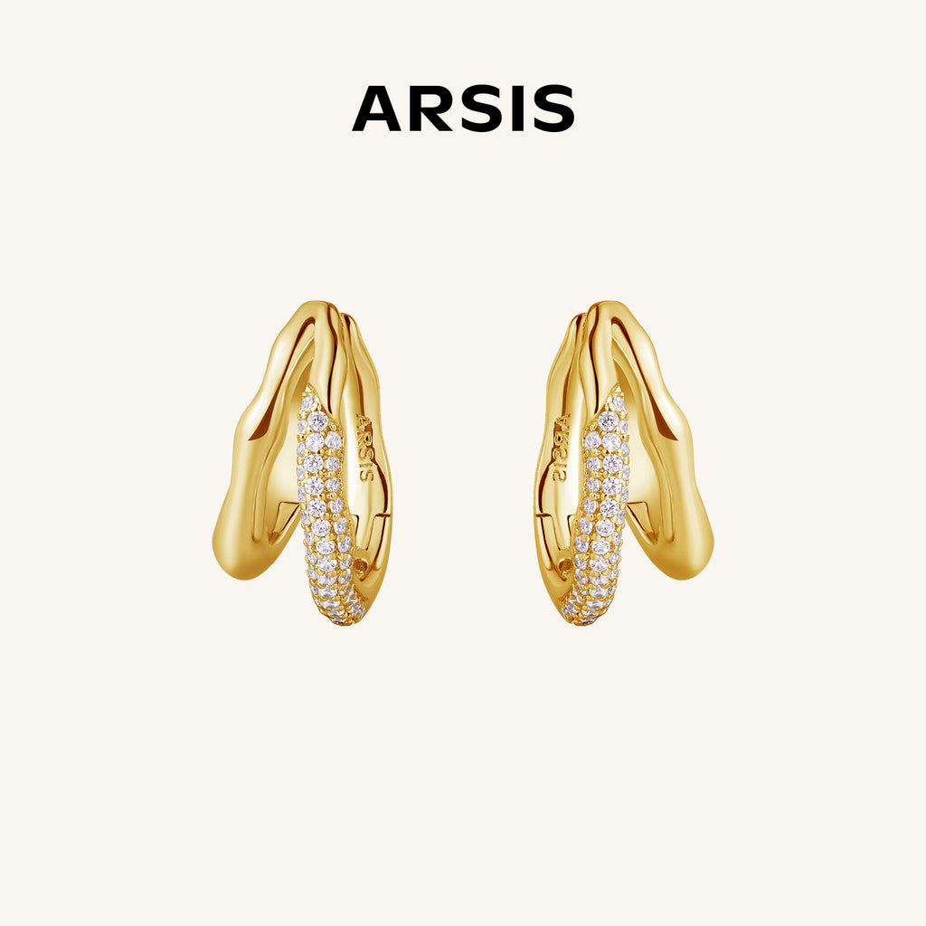 Olivia Double-Row CZ Hoop Earrings