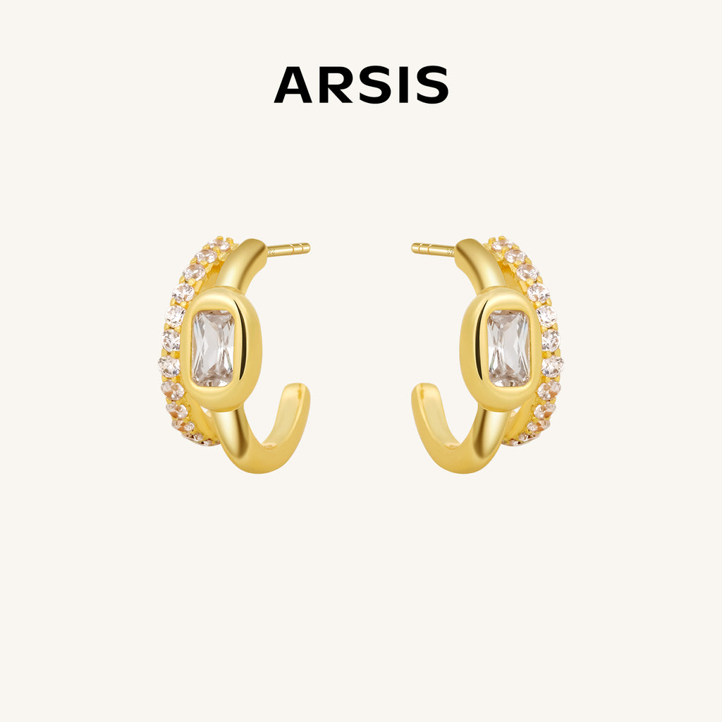 Lucia Sugar Cube Hoop Earrings