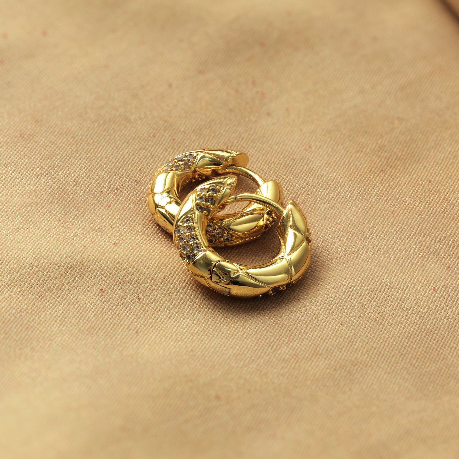 Good Luck Waffle Mini Hoop Earrings