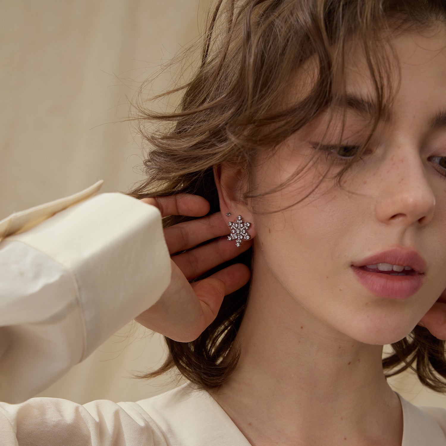 Crafted Snowflake Stud Earrings