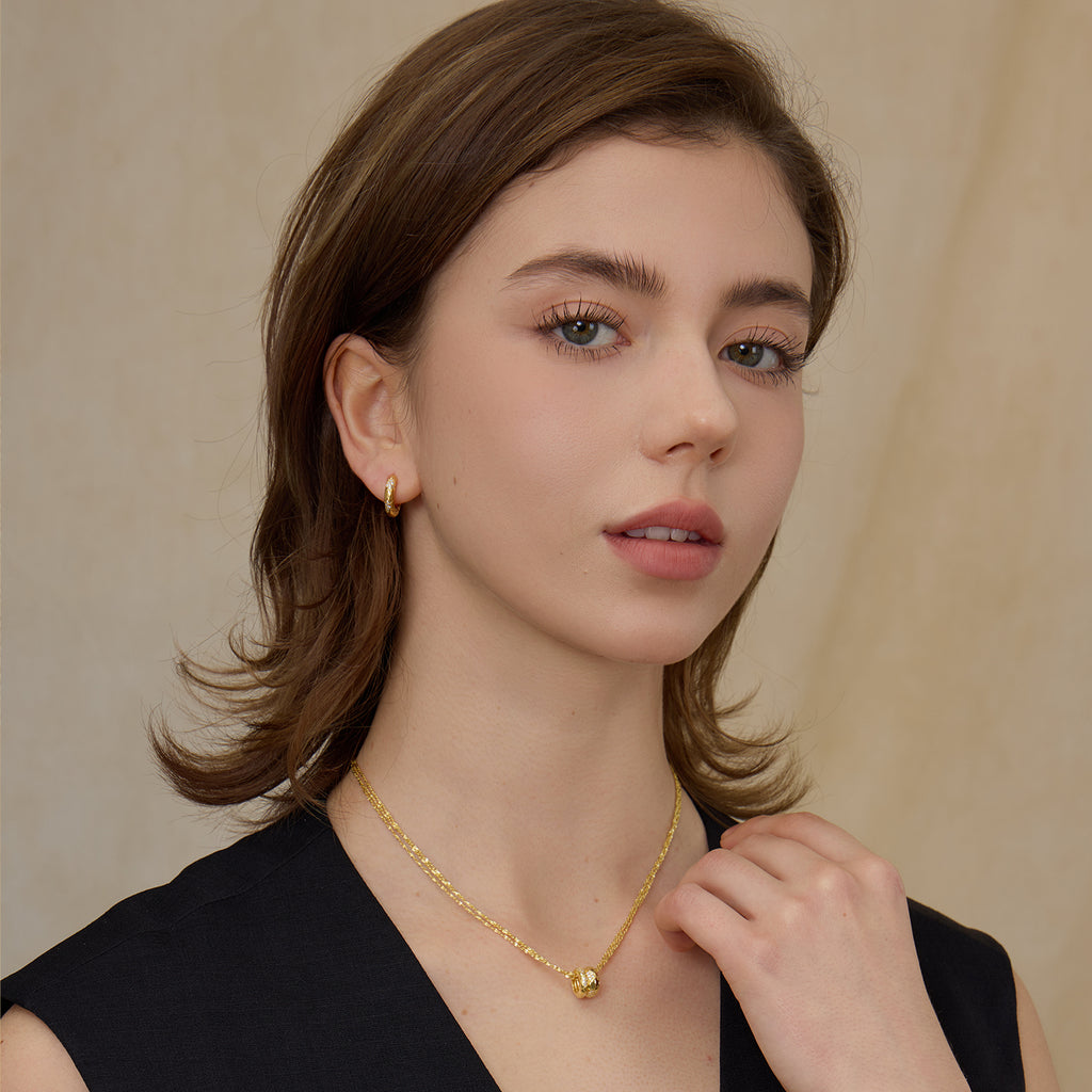 Good Luck Waffle Mini Hoop Earrings
