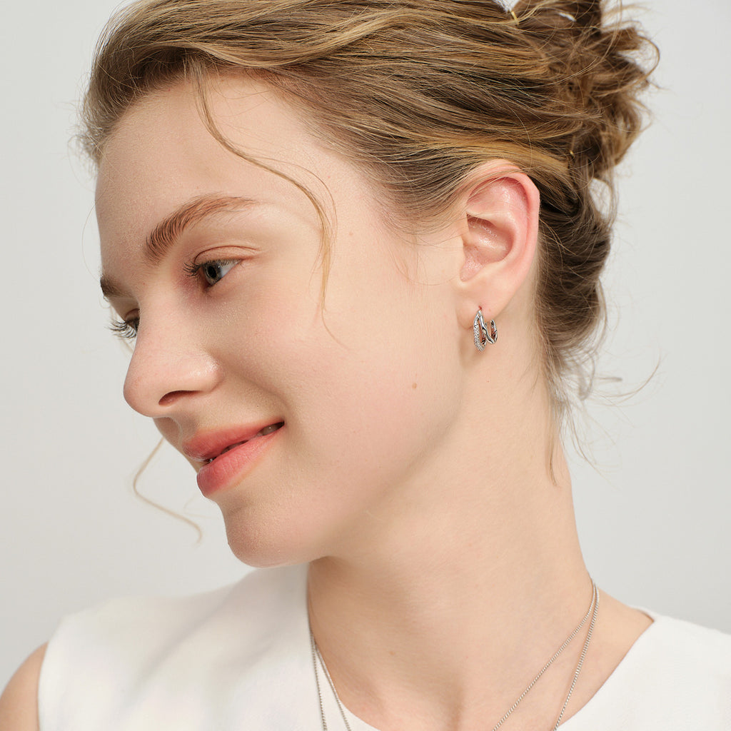 Olivia Double-Row CZ Hoop Earrings