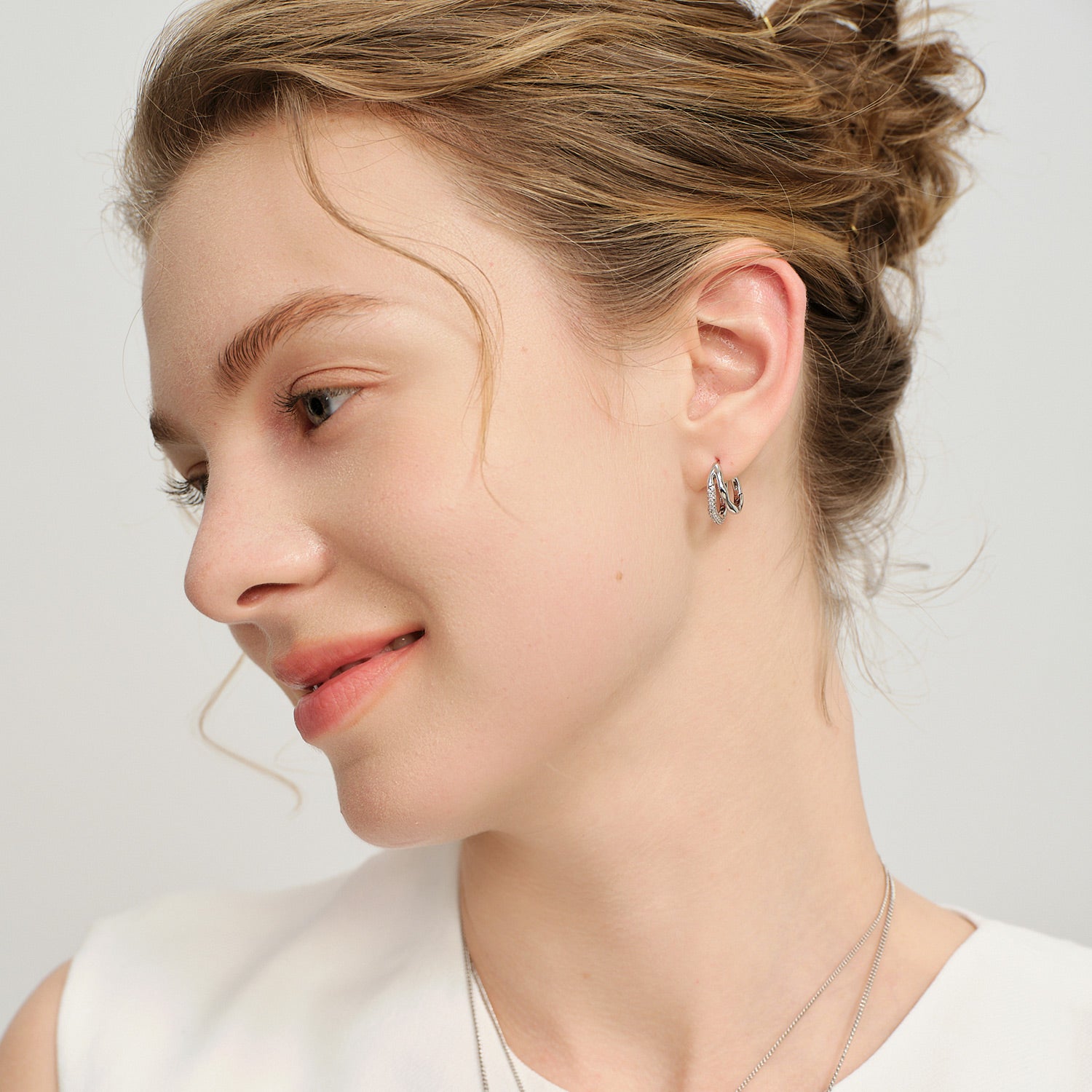 Olivia Double-Row CZ Hoop Earrings