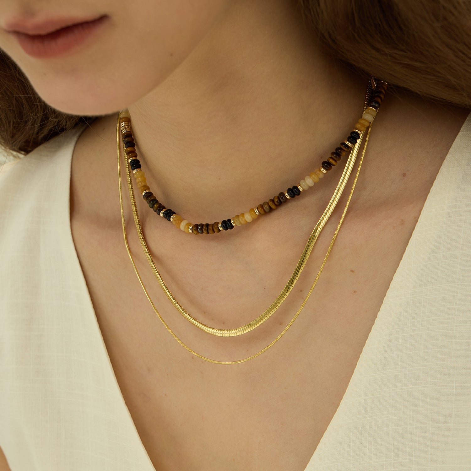 Secret Garden Tiger's Eye Beaded Necklace