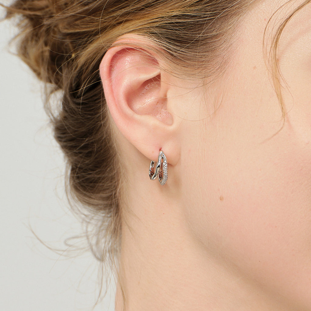 Olivia Double-Row CZ Hoop Earrings