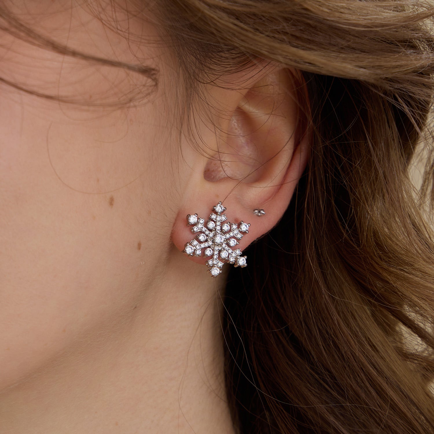 Crafted Snowflake Stud Earrings