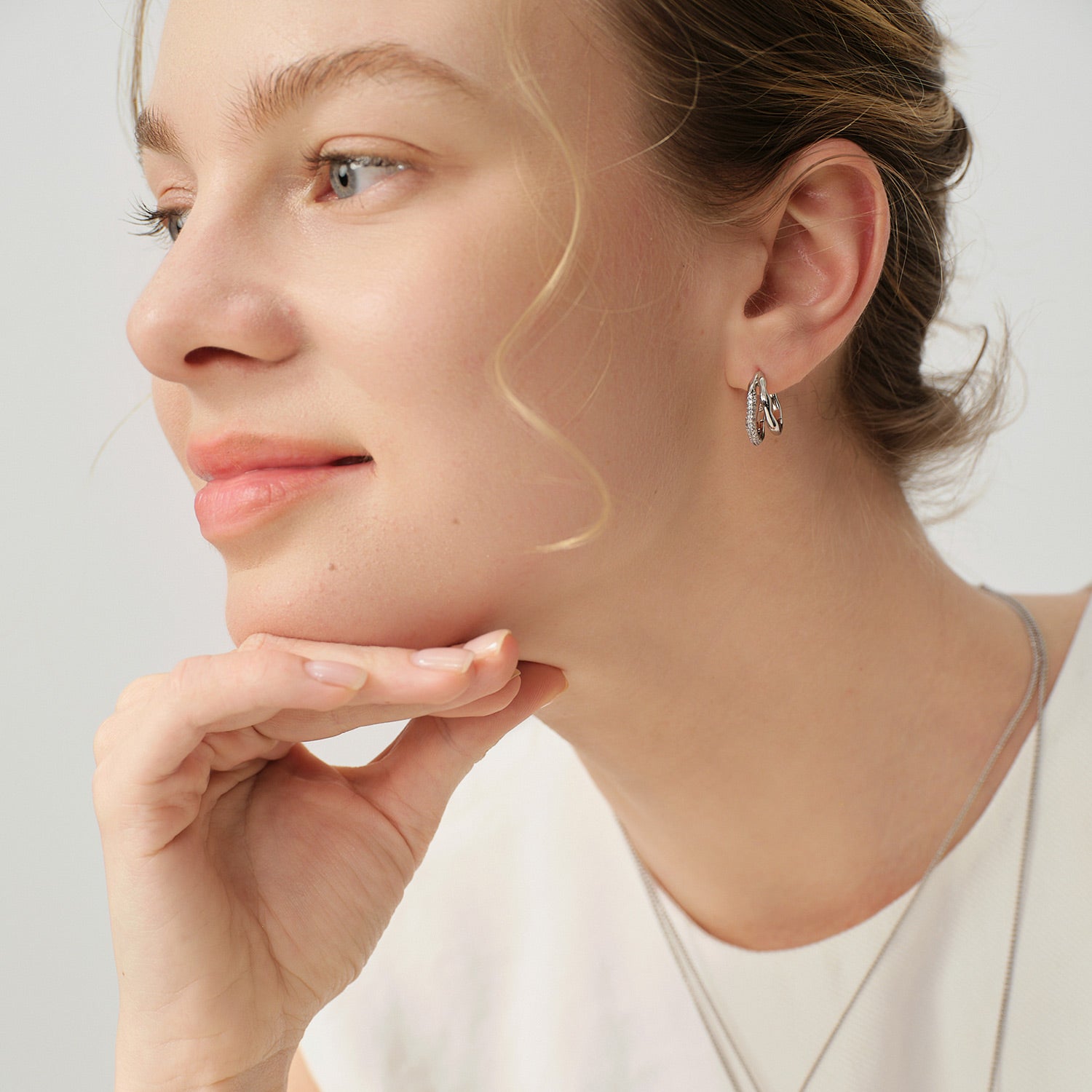 Olivia Double-Row CZ Hoop Earrings