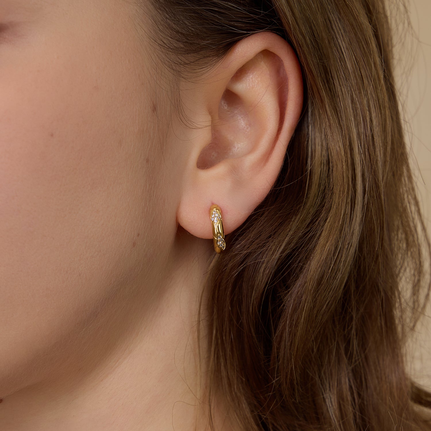 Good Luck Waffle Mini Hoop Earrings