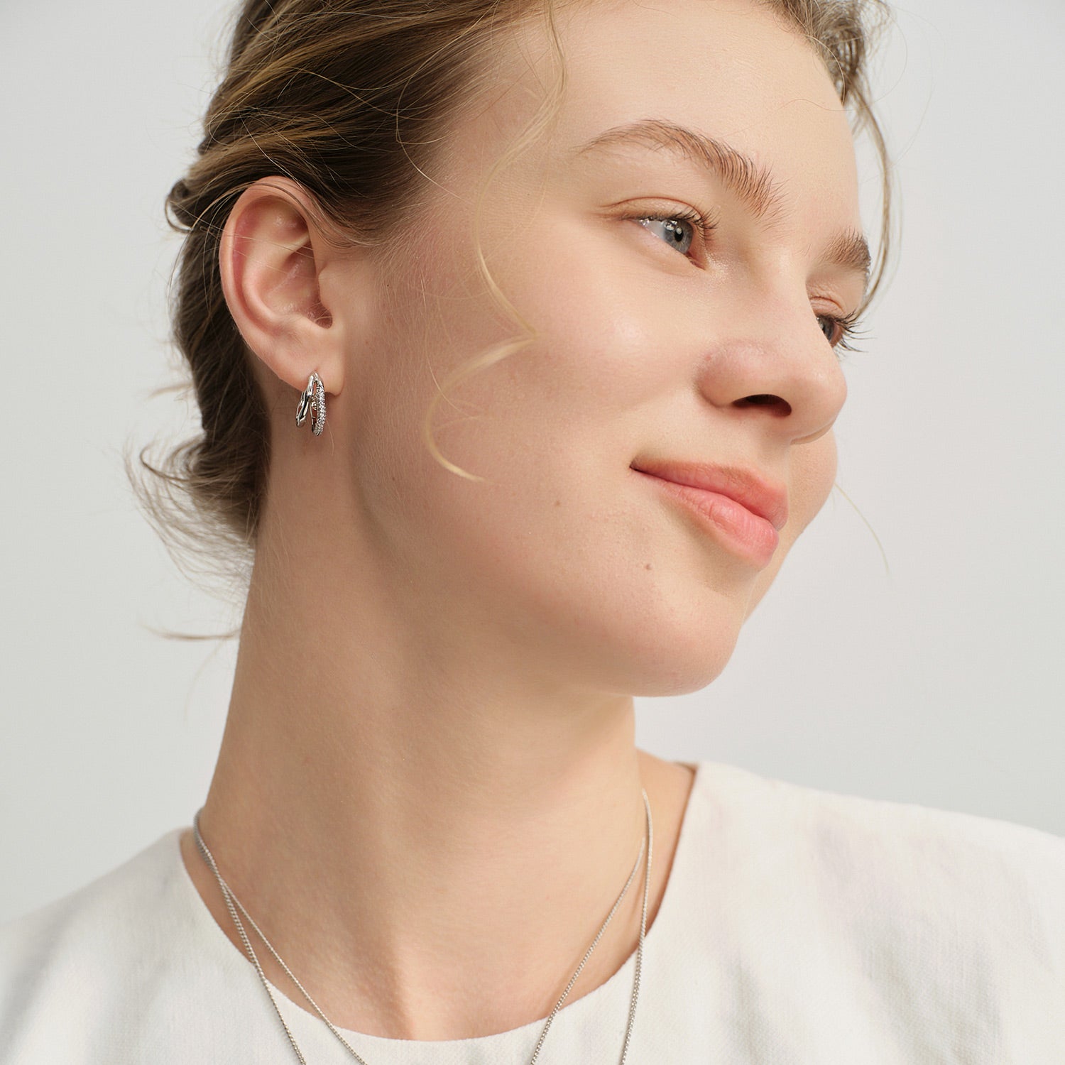 Olivia Double-Row CZ Hoop Earrings