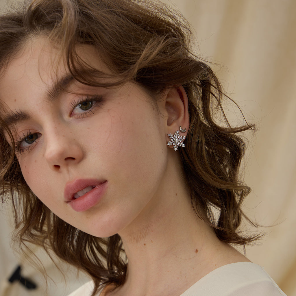 Crafted Snowflake Stud Earrings