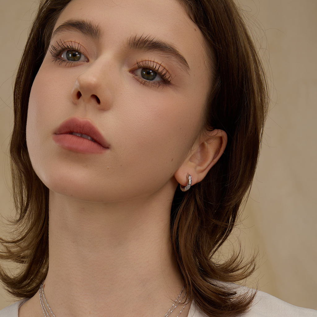 Good Luck Waffle Mini Hoop Earrings