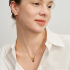 Gold-Tone Red Agate Clover Charm Necklace