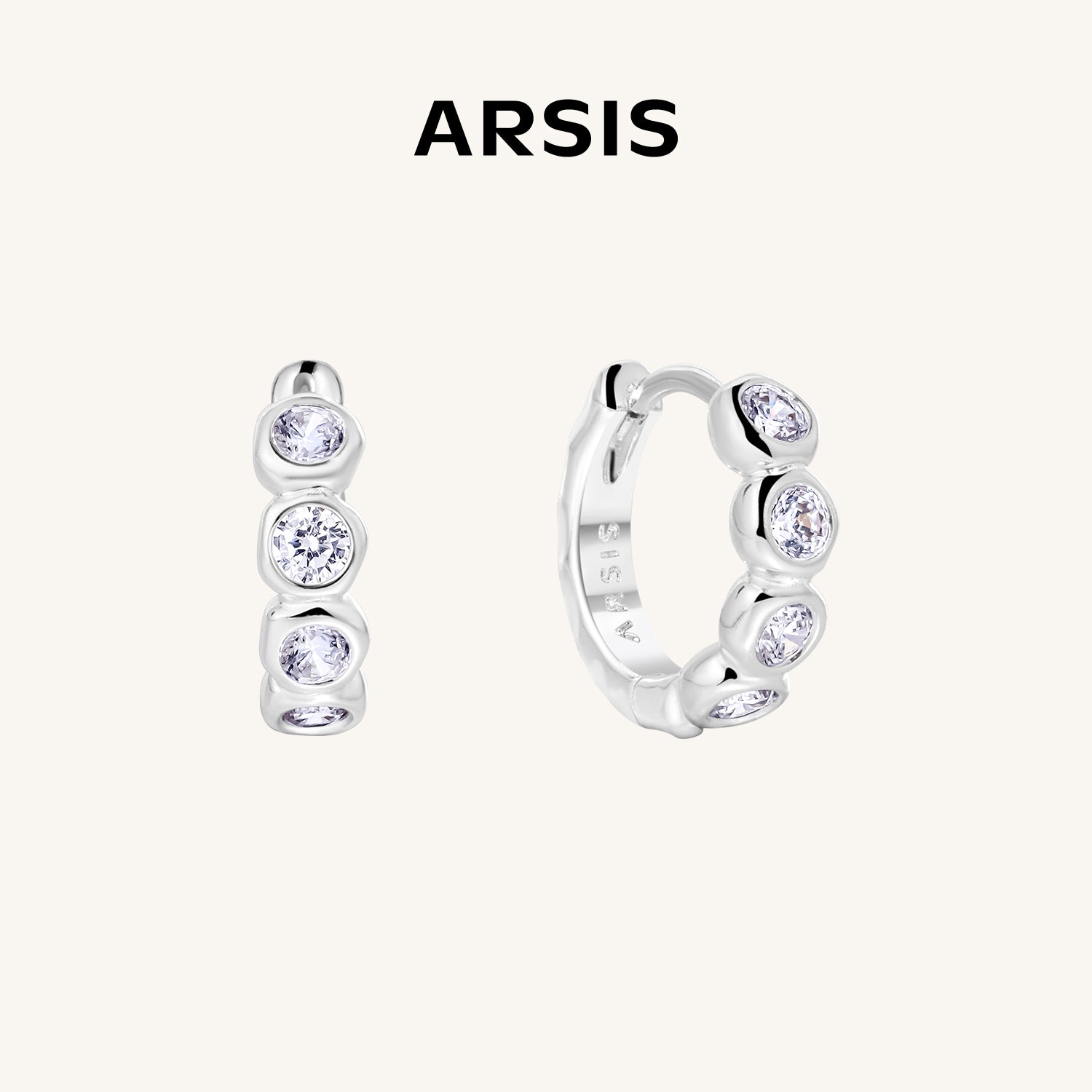 Crafted CZ Beaded Huggie Earrings