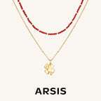 Red Agate Duo-Layer Necklace with Clover Charm