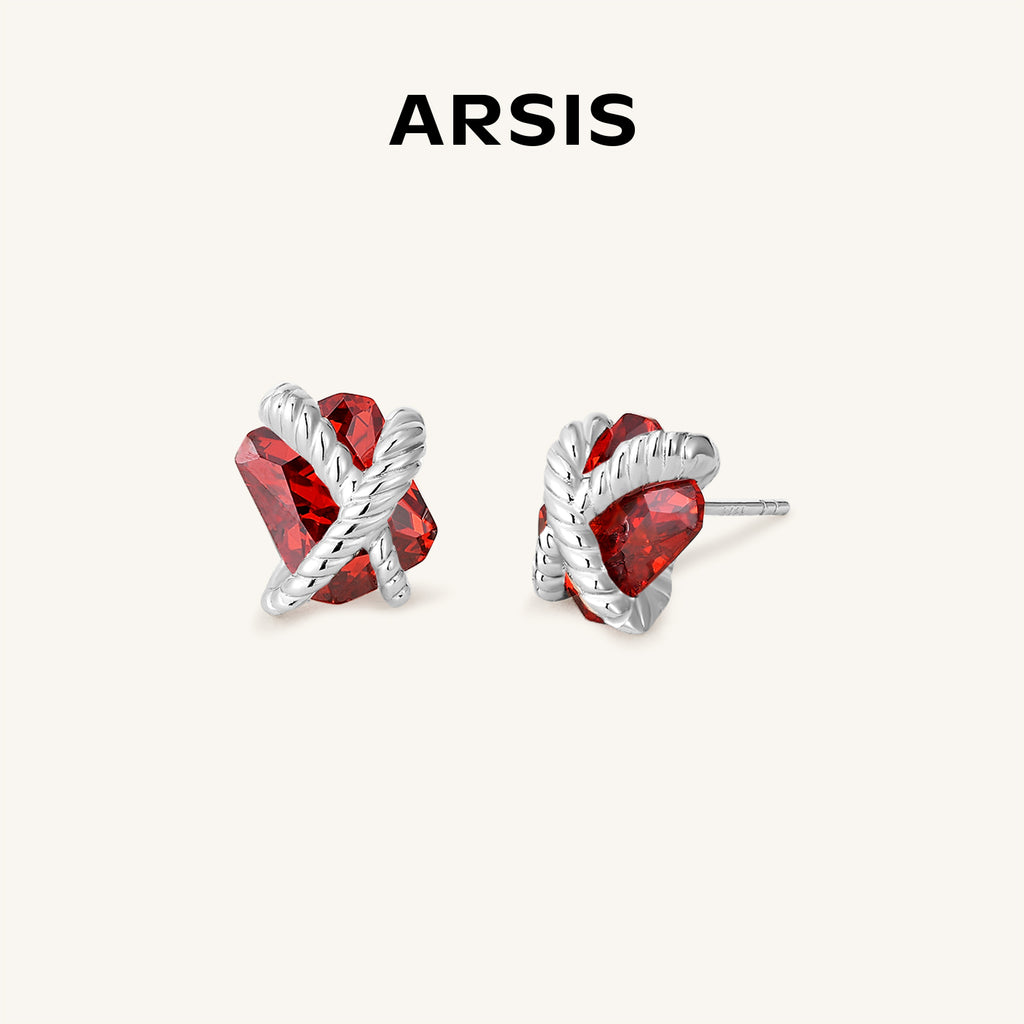 Cubic Zirconia Woven Sugar Cube Studs