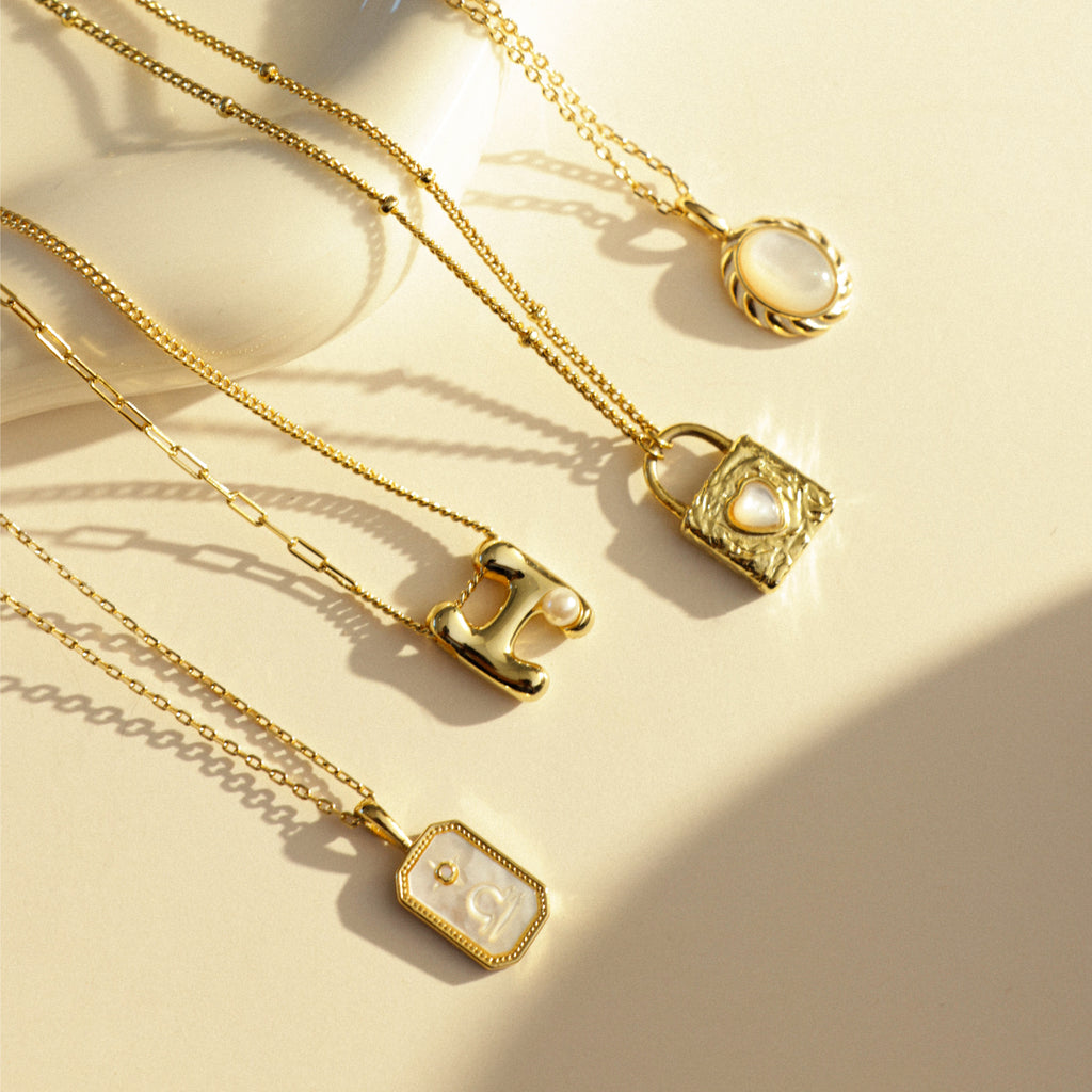 Mother of Pearl Padlock Pendant Necklace