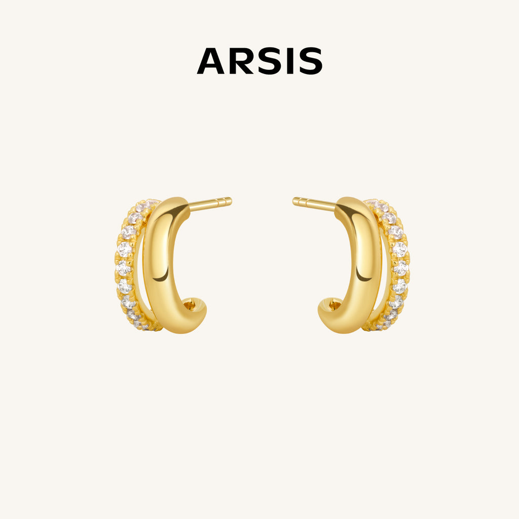 Lucia Pavé Duet Huggie Earrings