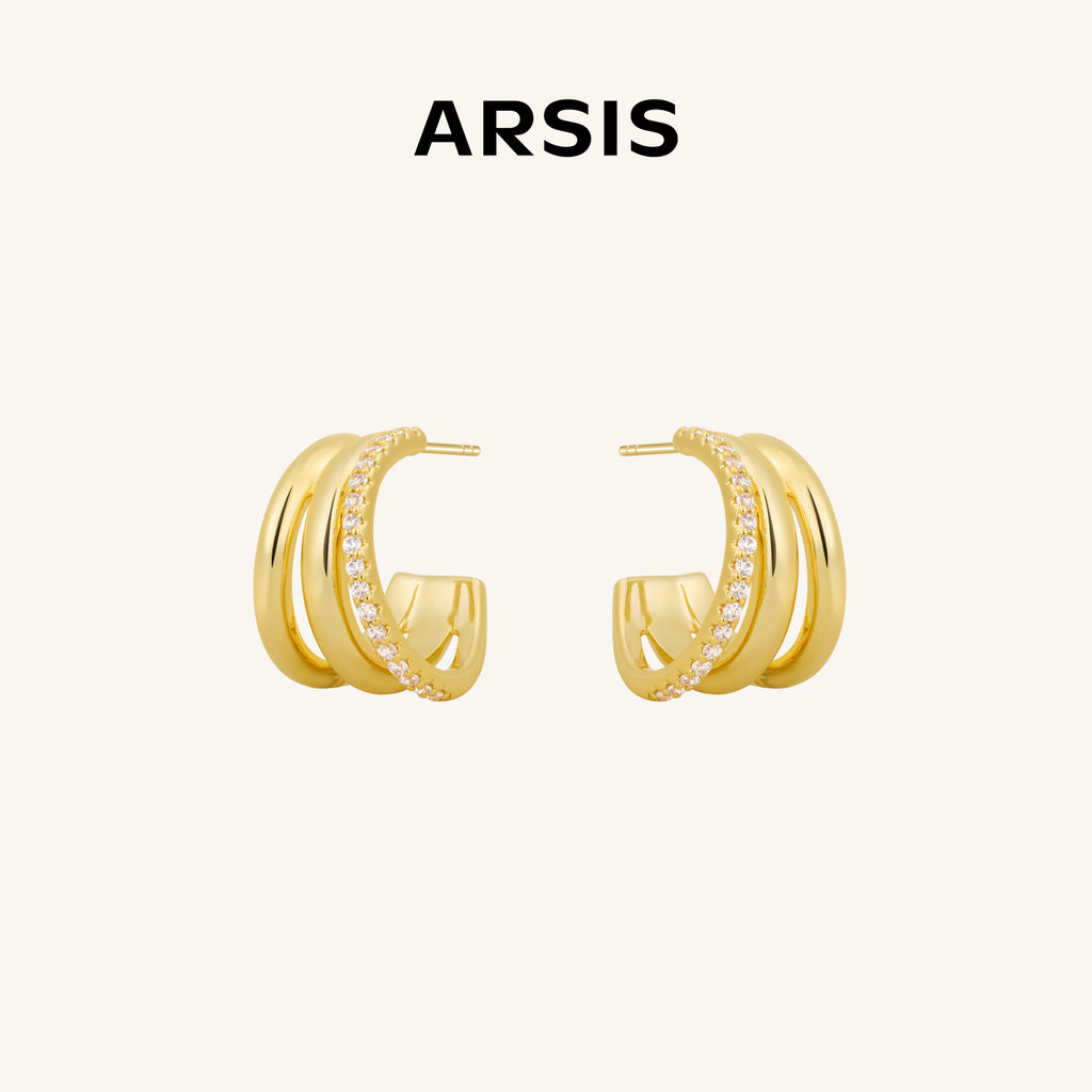 Lucia Triple Wave Huggie Earrings