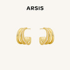 Lucia Triple Wave Huggie Earrings