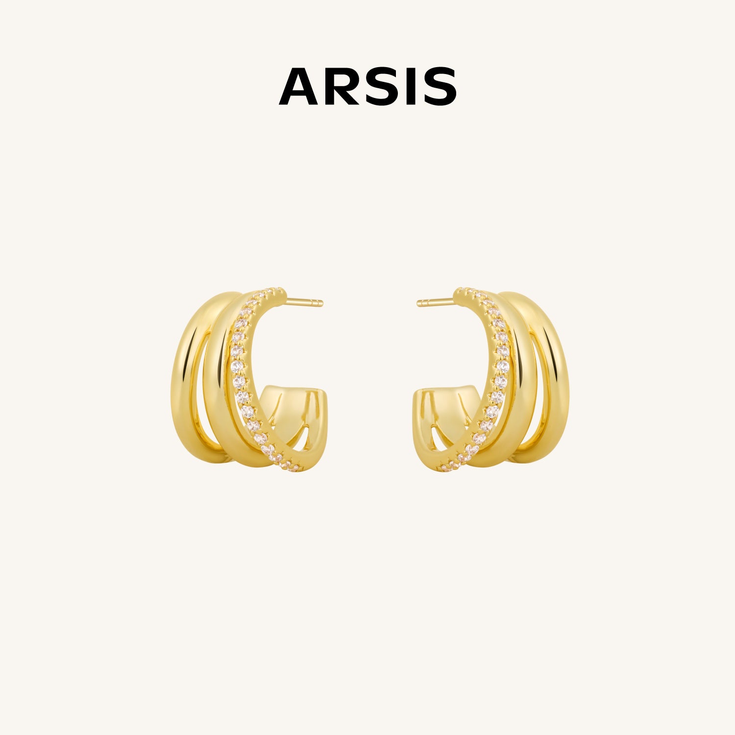 Lucia Triple Wave Huggie Earrings