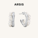 Crafted Pavé Pearl Huggie Earrings
