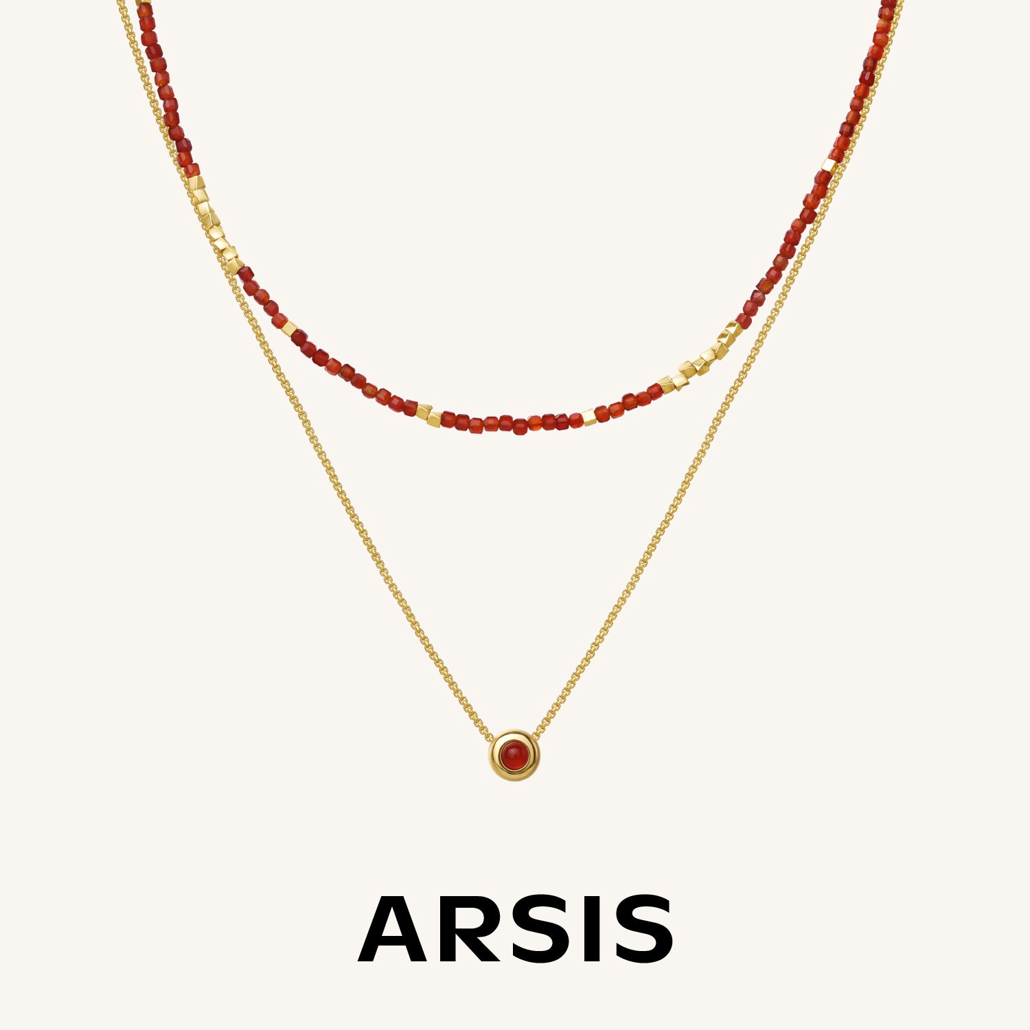 Felice Red Agate Twin-Layer Necklace