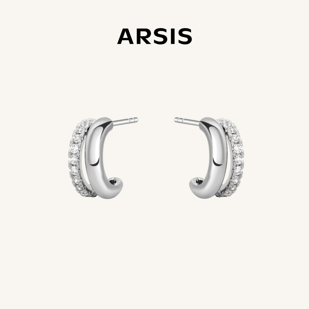 Lucia Pavé Duet Huggie Earrings