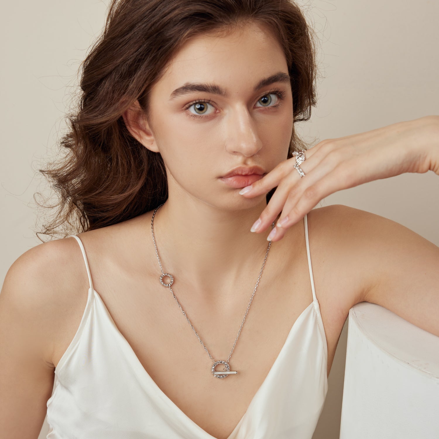 Crafted Double Hoops Toggle Necklace