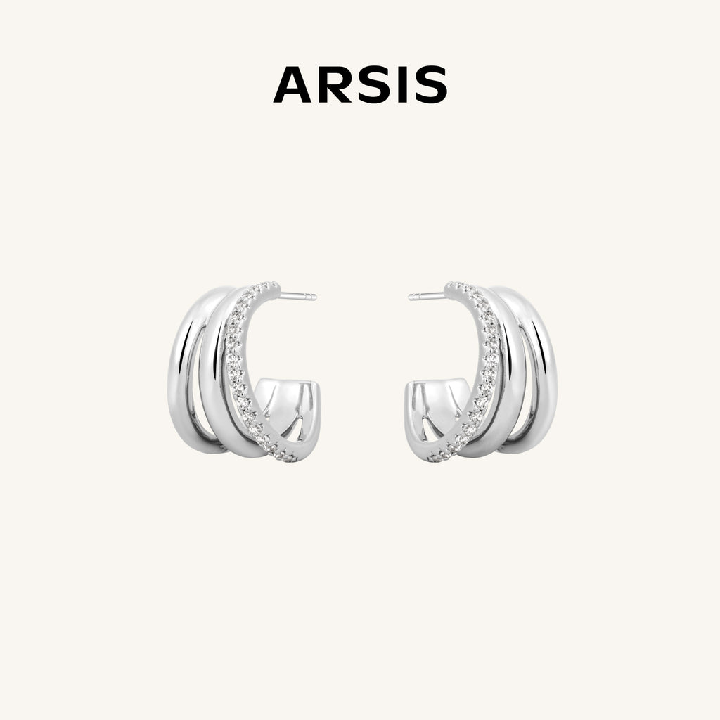 Lucia Triple Wave Huggie Earrings