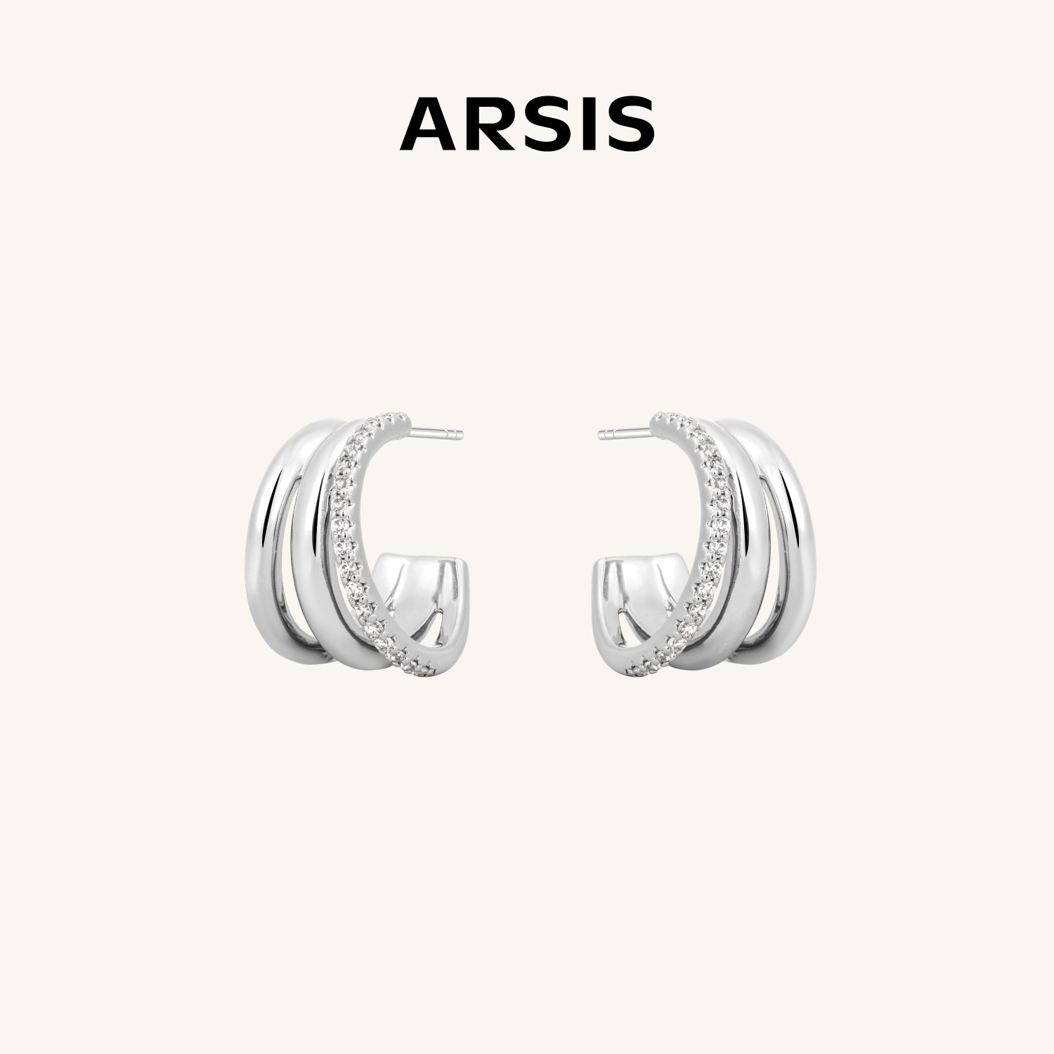 Lucia Triple Wave Huggie Earrings