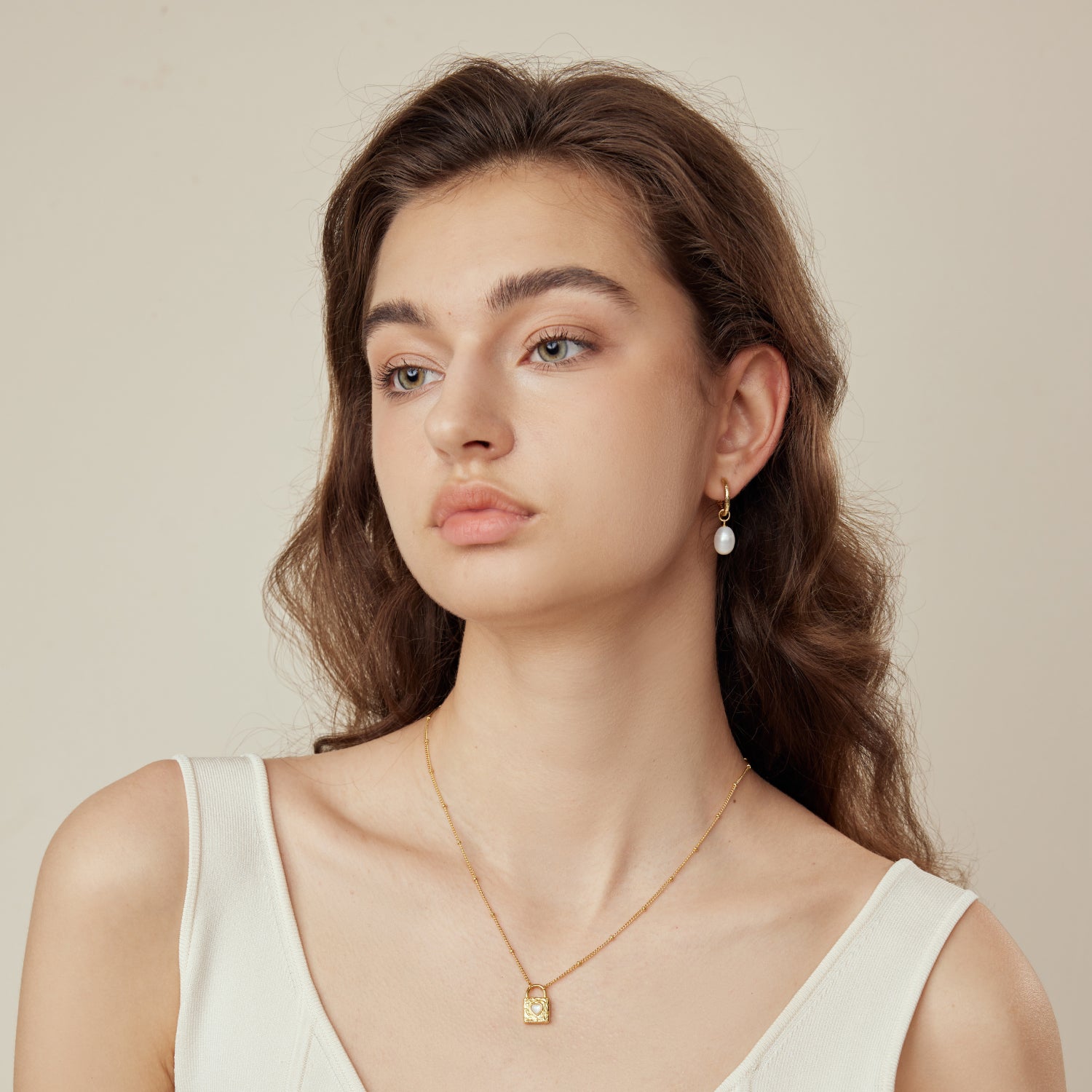 Baroque Pearl Heart Huggie Ear Jackets