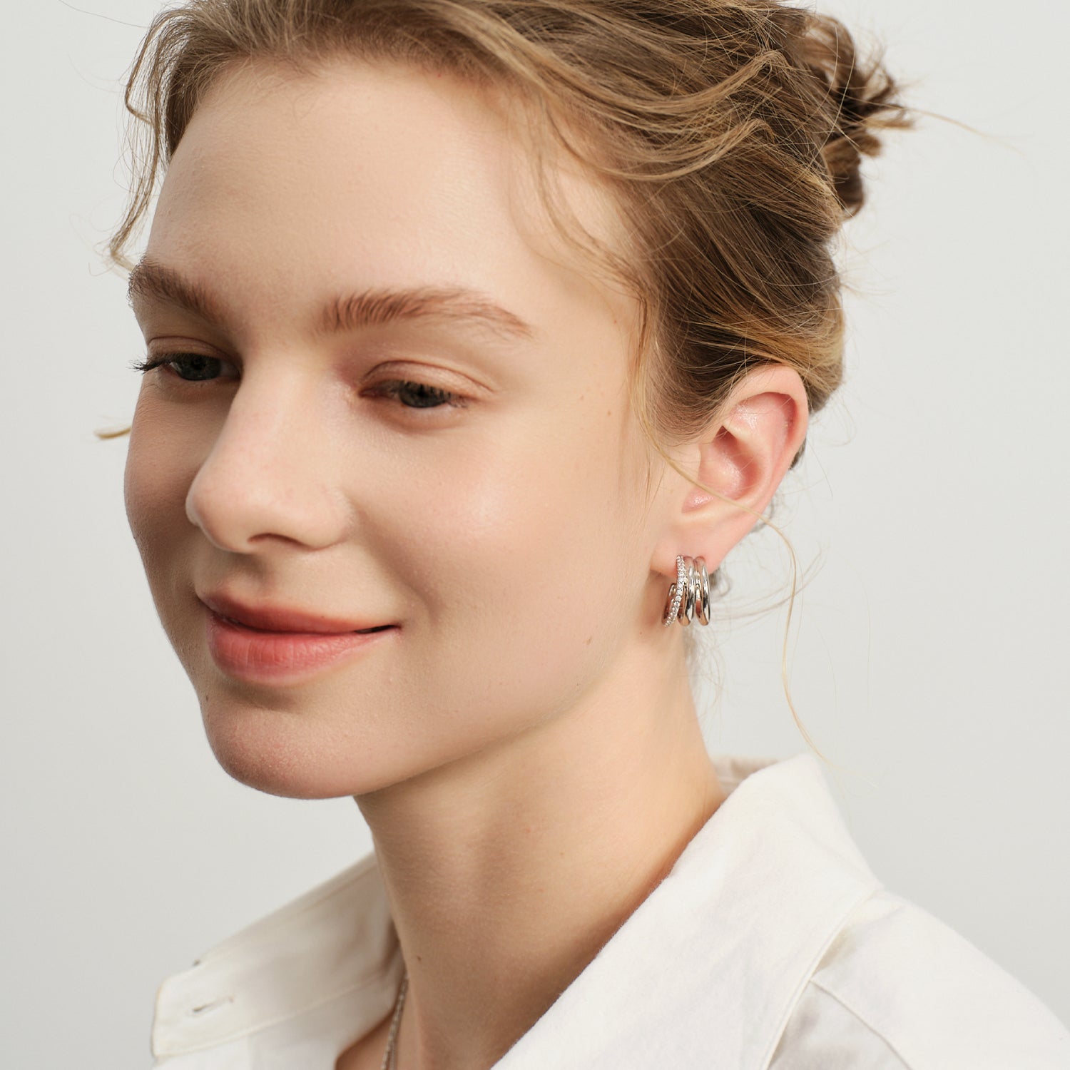 Lucia Triple Wave Huggie Earrings
