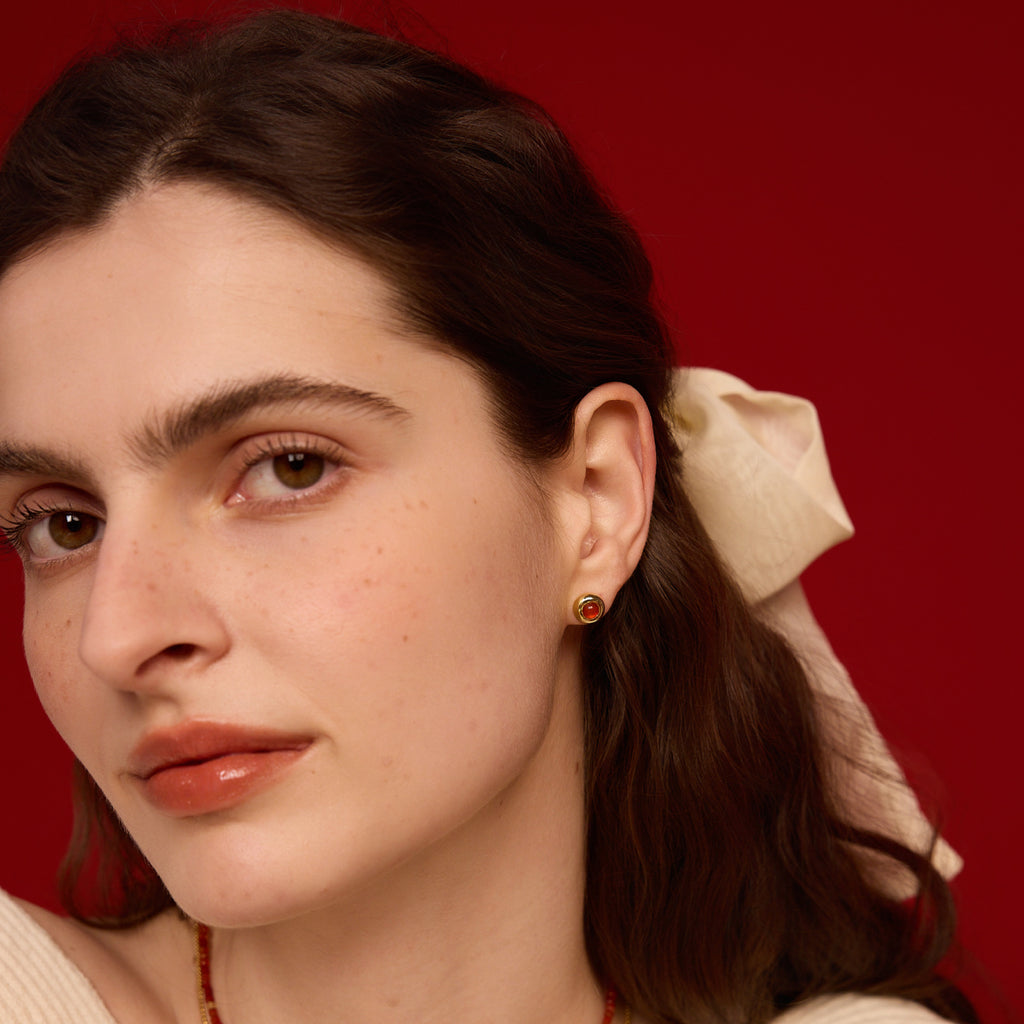 Felice Red Bean Stud Earrings