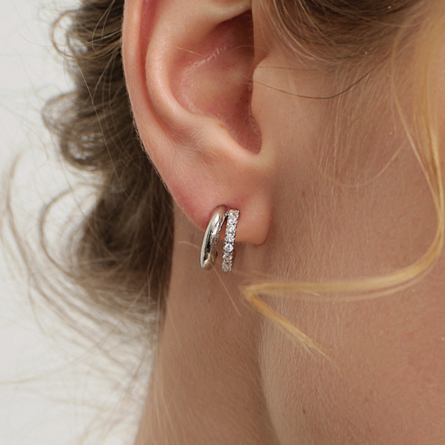 Lucia Pavé Duet Huggie Earrings