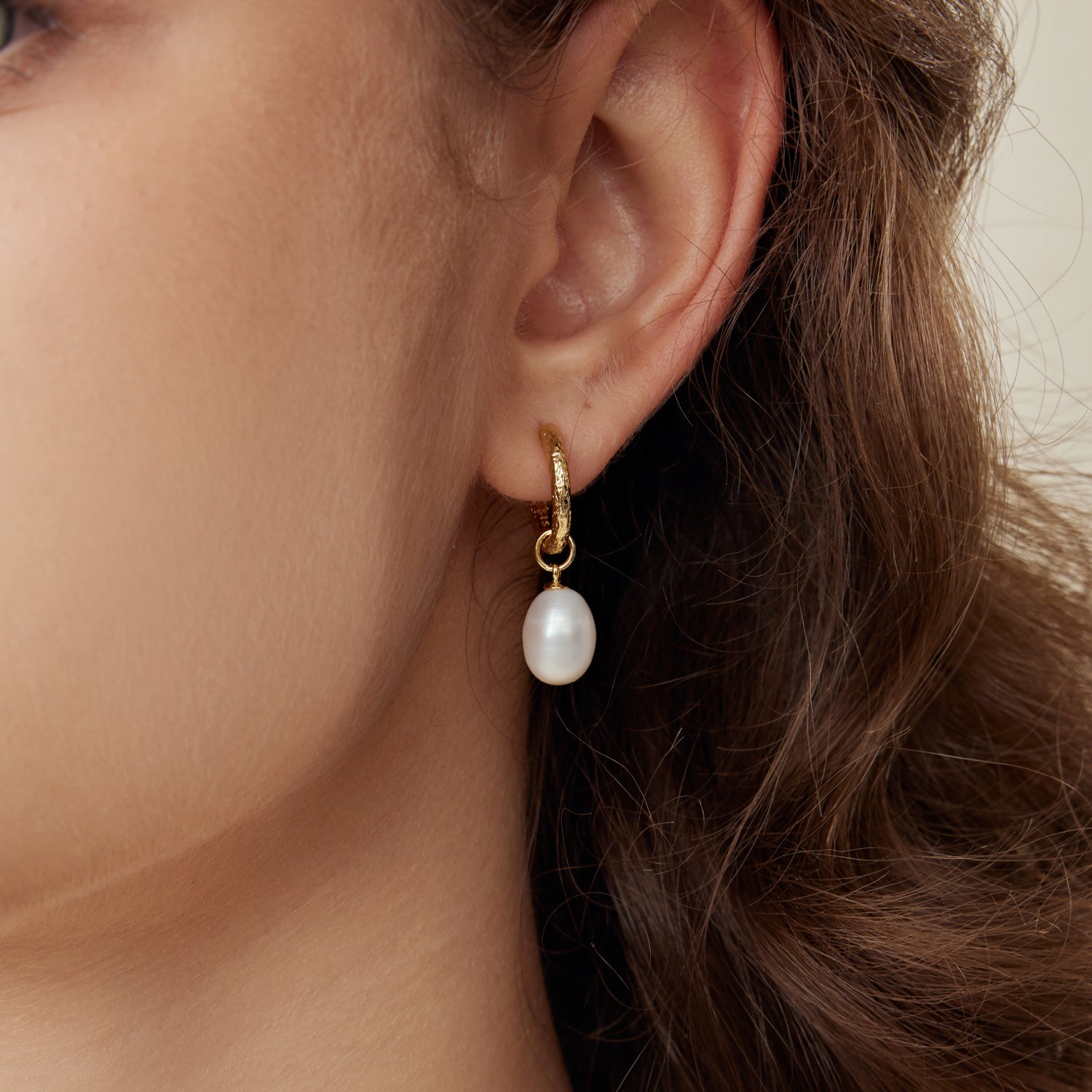 Baroque Pearl Heart Huggie Ear Jackets