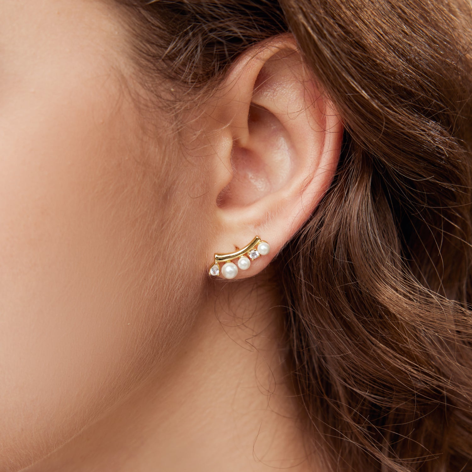 Shell Pearl Smile Stud Earrings
