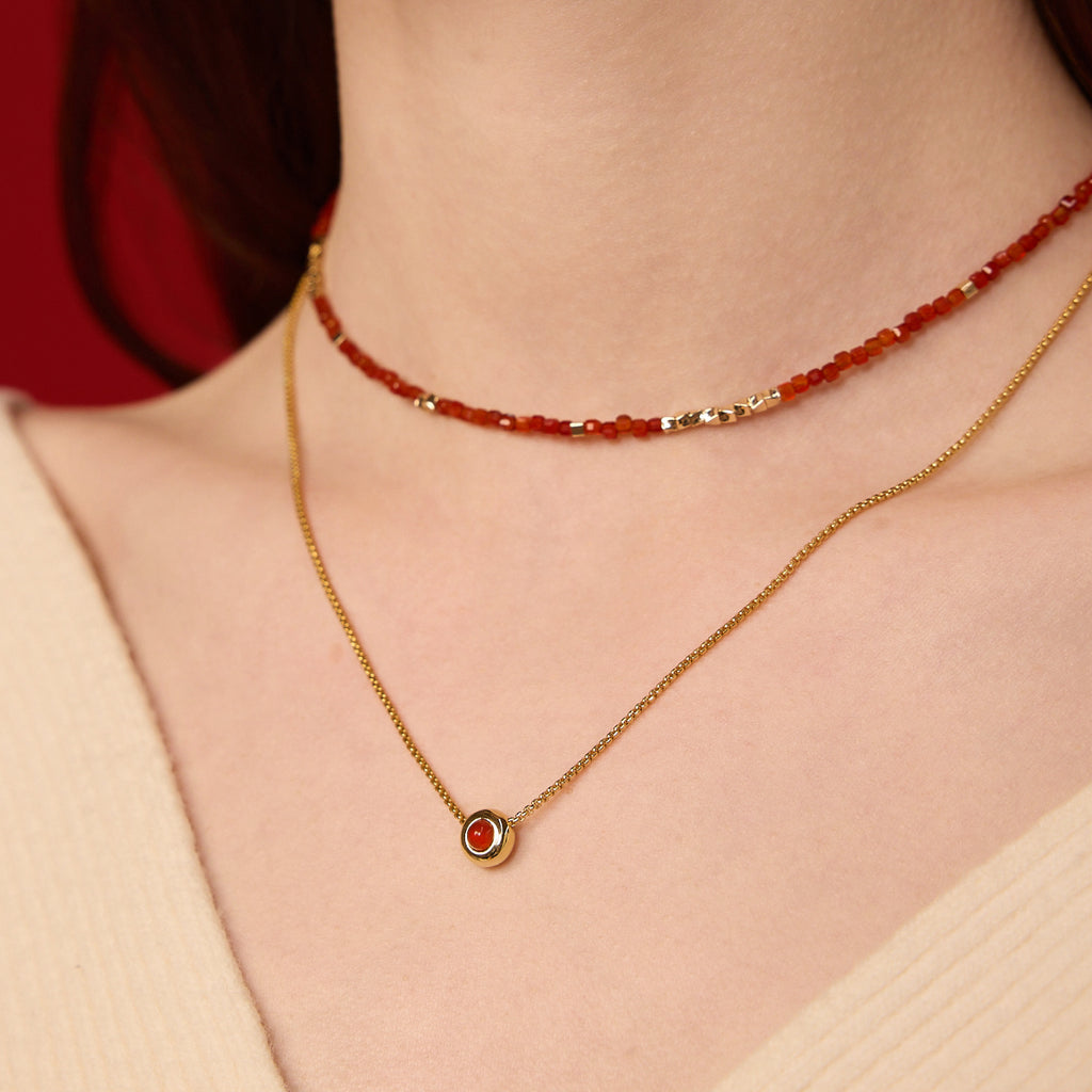 Felice Red Agate Twin-Layer Necklace
