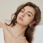 Crafted Pavé Pearl Huggie Earrings