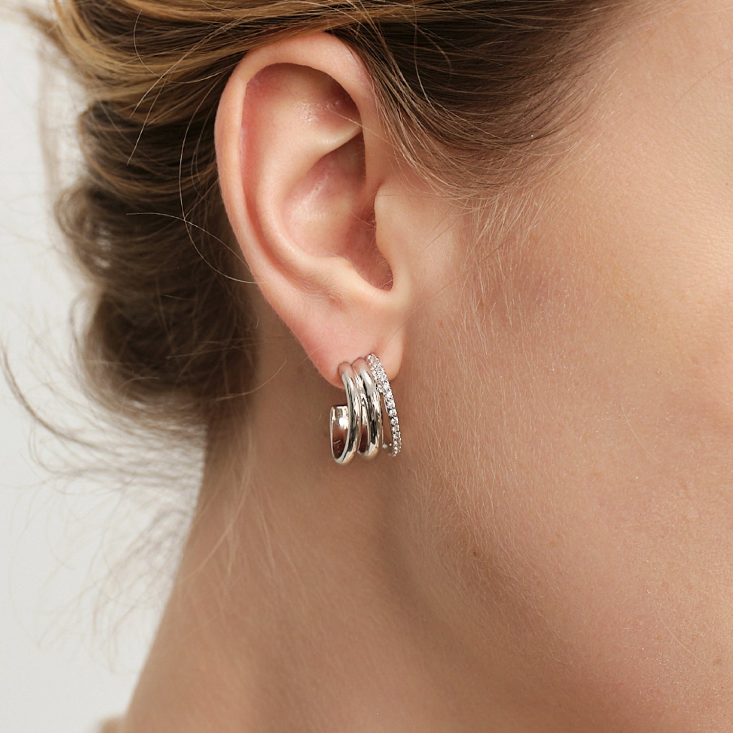 Lucia Triple Wave Huggie Earrings