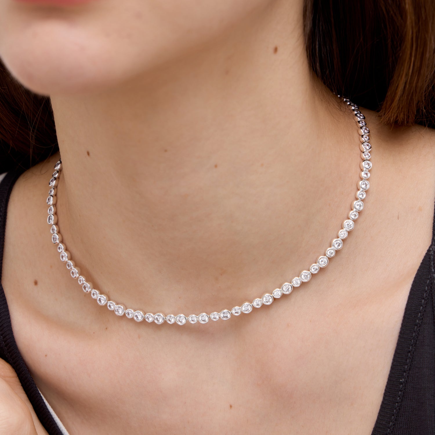 Crafted CZ Bobble Tennis Necklace