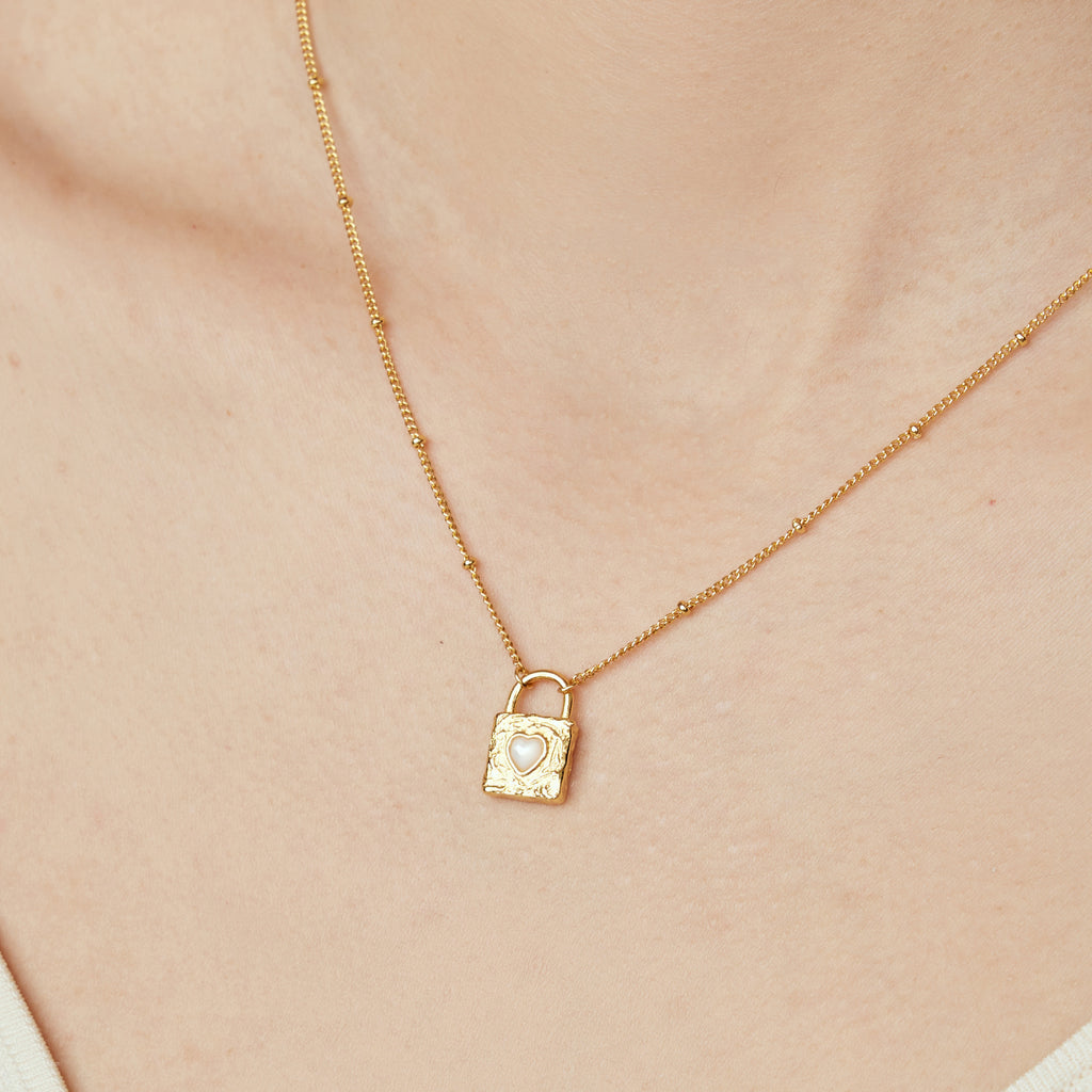 Mother of Pearl Padlock Pendant Necklace