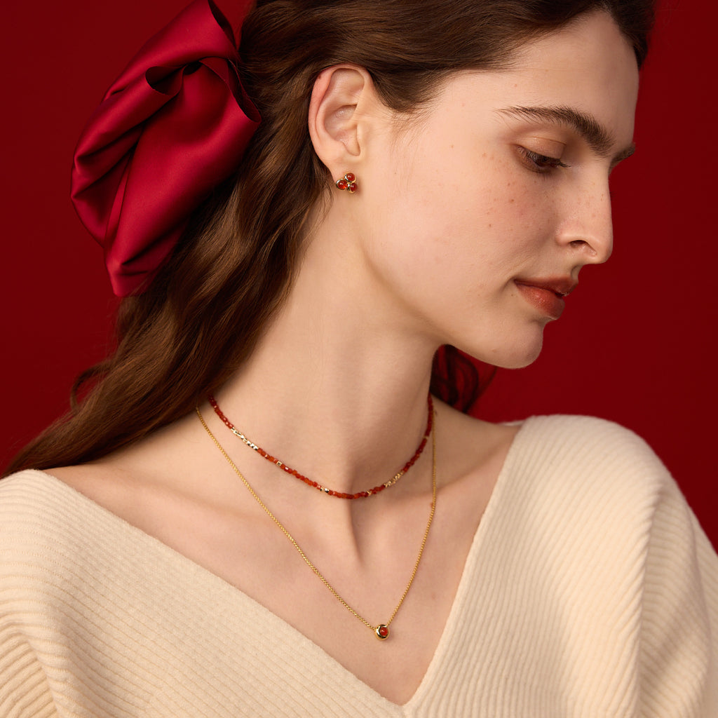Felice Red Agate Twin-Layer Necklace